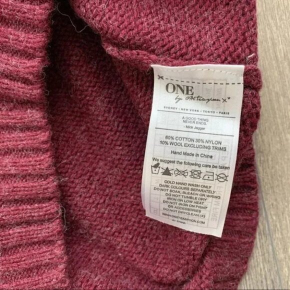 REVOLVE One Teaspoon Turtleneck Knit Sweater Dress Buckle detail Burgundy - Picture 10 of 15